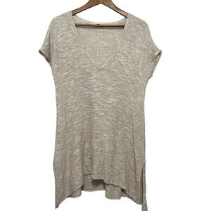 Eileen Fisher Linen Blend V-Neck Knit Tunic Cover Up‎ Size Large